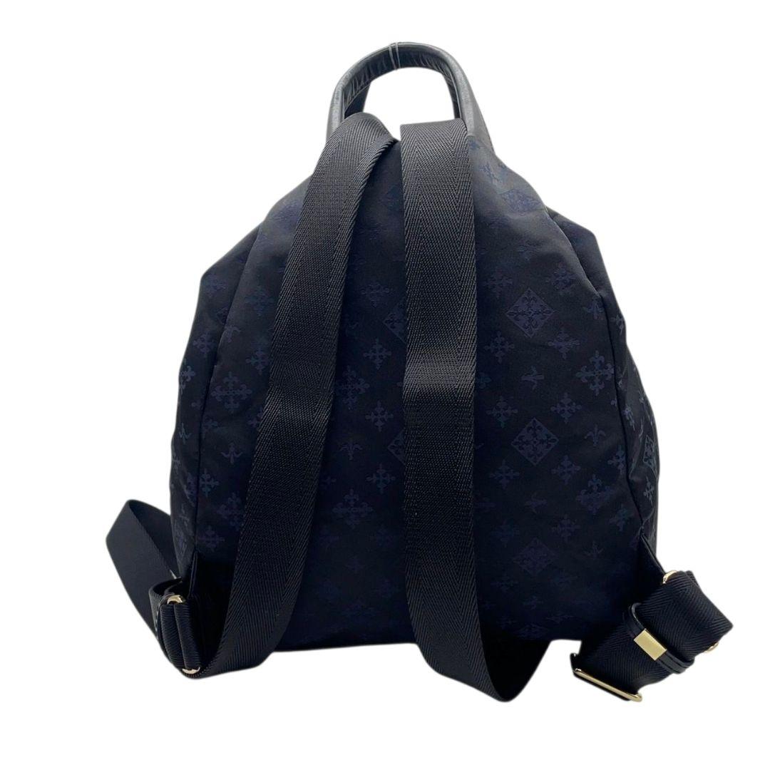 美品 ラシット バックパック 黒 ブラック モノグラム 総柄 ナイロン レザー 本革 リュック ゴールド金具 軽量 通勤 通学 s20 russet