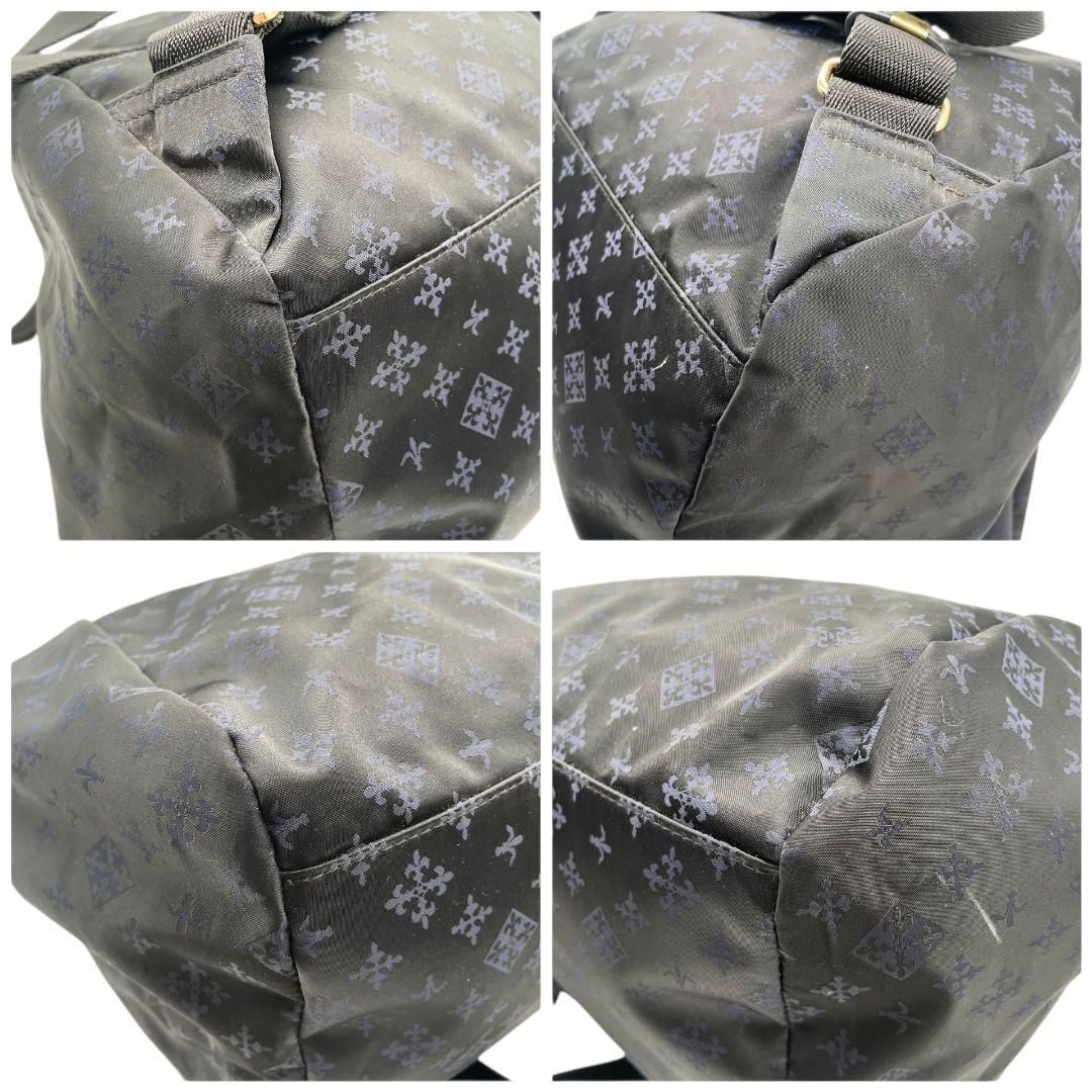 美品 ラシット バックパック 黒 ブラック モノグラム 総柄 ナイロン レザー 本革 リュック ゴールド金具 軽量 通勤 通学 s20 russet