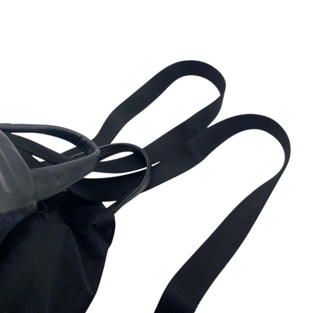 美品 ラシット バックパック 黒 ブラック モノグラム 総柄 ナイロン レザー 本革 リュック ゴールド金具 軽量 通勤 通学 s20 russet