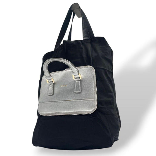 フルラ トートバッグ 黒 ブラック A4収納可 ワンショルダー ハンドバッグ ナイロン レザー 本革 肩掛け可 シルバー金具 ゴールド金具 ロゴ FURLA 通勤 通学 おしゃれ