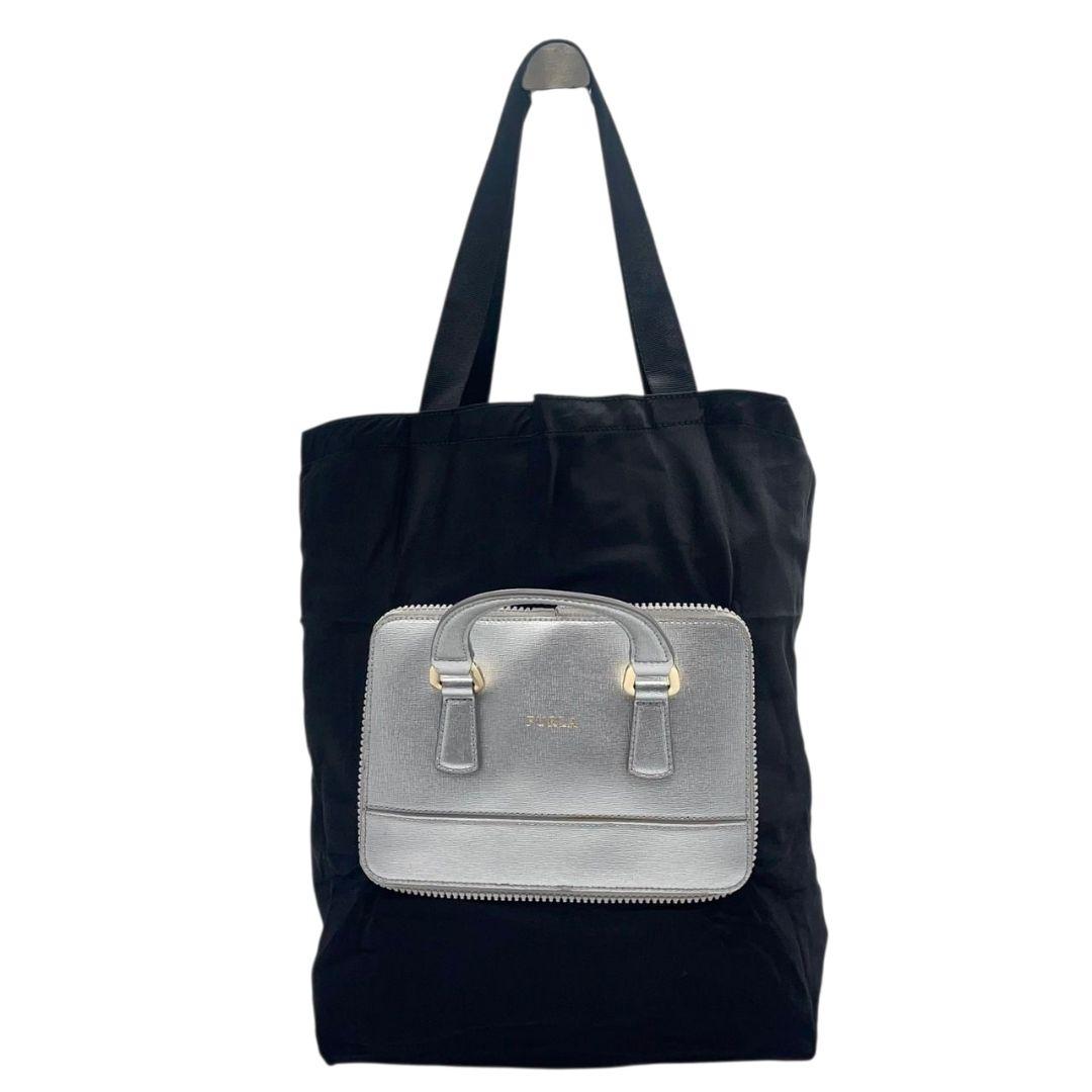 フルラ トートバッグ 黒 ブラック A4収納可 ワンショルダー ハンドバッグ ナイロン レザー 本革 肩掛け可 シルバー金具 ゴールド金具 ロゴ FURLA 通勤 通学 おしゃれ