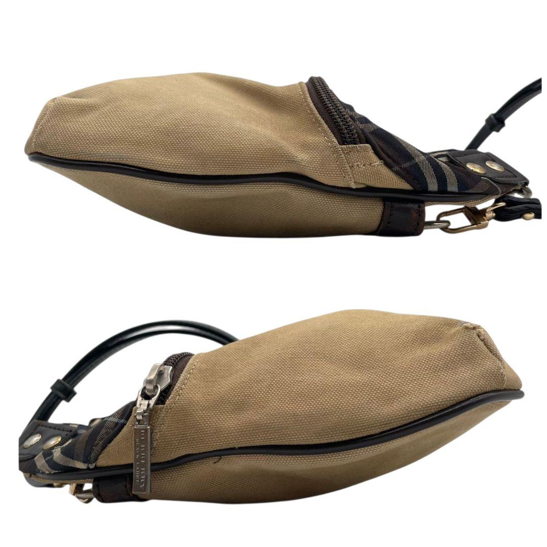 バーバリーブラックレーベル BURBERRY BLACK LABEL ショルダーバッグ 斜め掛け可 ベージュ ブラウン ブラック キャンバス レザー 本革 ロゴプレート メンズ