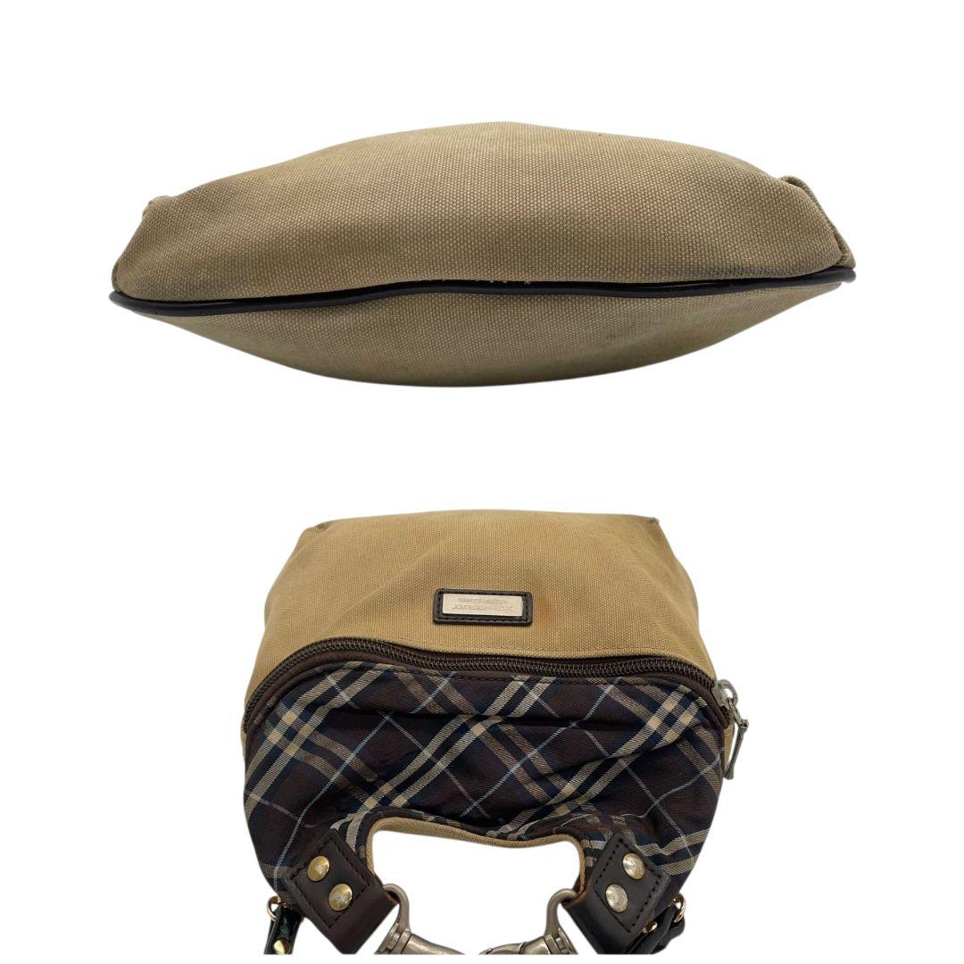 バーバリーブラックレーベル BURBERRY BLACK LABEL ショルダーバッグ 斜め掛け可 ベージュ ブラウン ブラック キャンバス レザー 本革 ロゴプレート メンズ