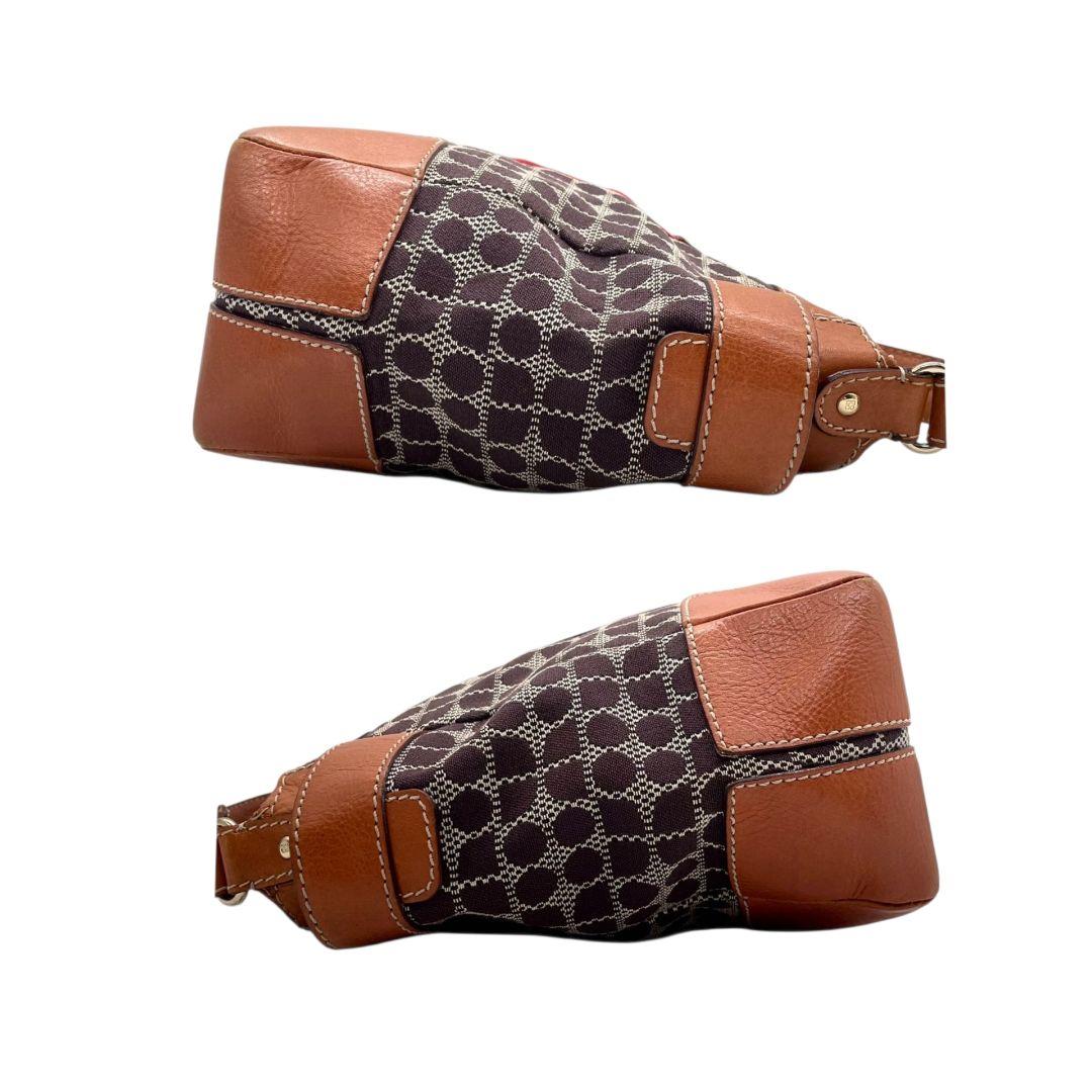 ケイトスペード kate spade ハンドバッグ 茶 ブラウン 総柄 A4収納 ワンショルダー トートバッグ キャンバス レザー 本革 肩掛け可 ロゴプレート T1 レディース