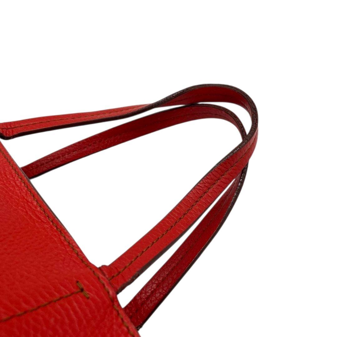 フェラガモ トートバッグ 赤 ダブルガンチーニ ゴールド金具 レザー ハンドバッグ 本革 レッド Salvatore Ferragamo s46