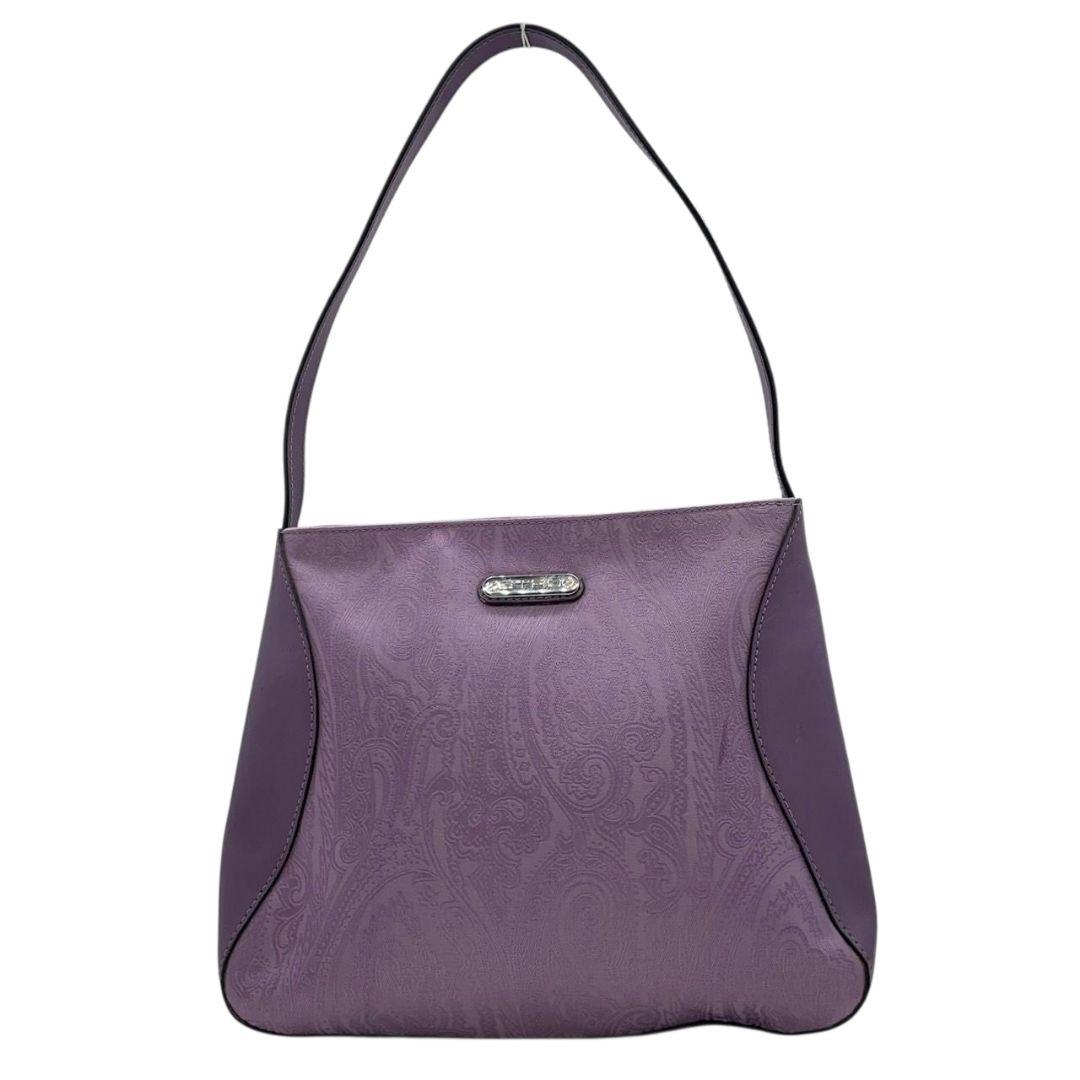 エトロ ETRO ハンドバッグ トートバッグ パープル 紫 ペイズリー柄 ワンショルダー 肩掛け可 肩かけ可 レザー 本革 キャンバス シルバー金具 ロゴプレート u10