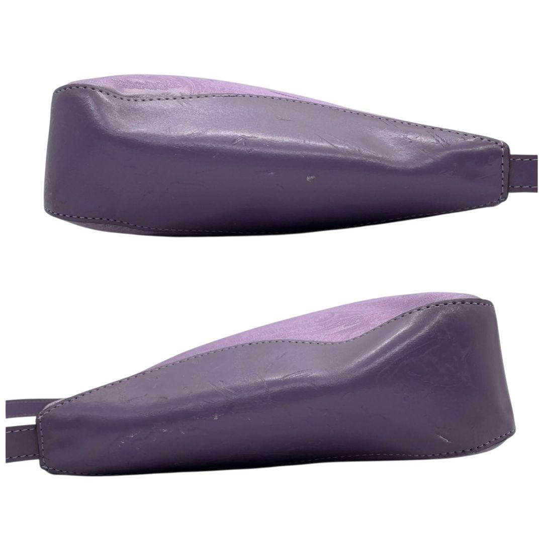 エトロ ETRO ハンドバッグ トートバッグ パープル 紫 ペイズリー柄 ワンショルダー 肩掛け可 肩かけ可 レザー 本革 キャンバス シルバー金具 ロゴプレート u10