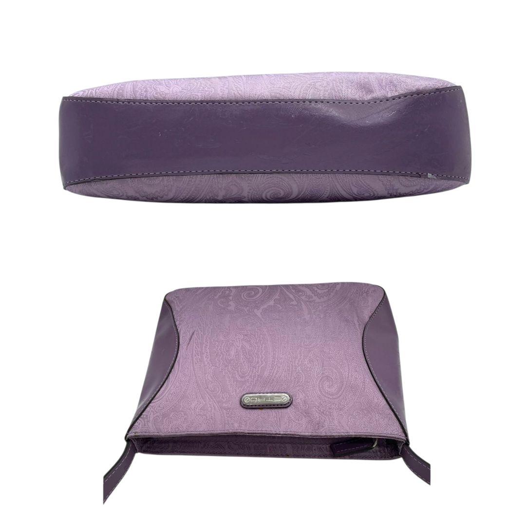 エトロ ETRO ハンドバッグ トートバッグ パープル 紫 ペイズリー柄 ワンショルダー 肩掛け可 肩かけ可 レザー 本革 キャンバス シルバー金具 ロゴプレート u10