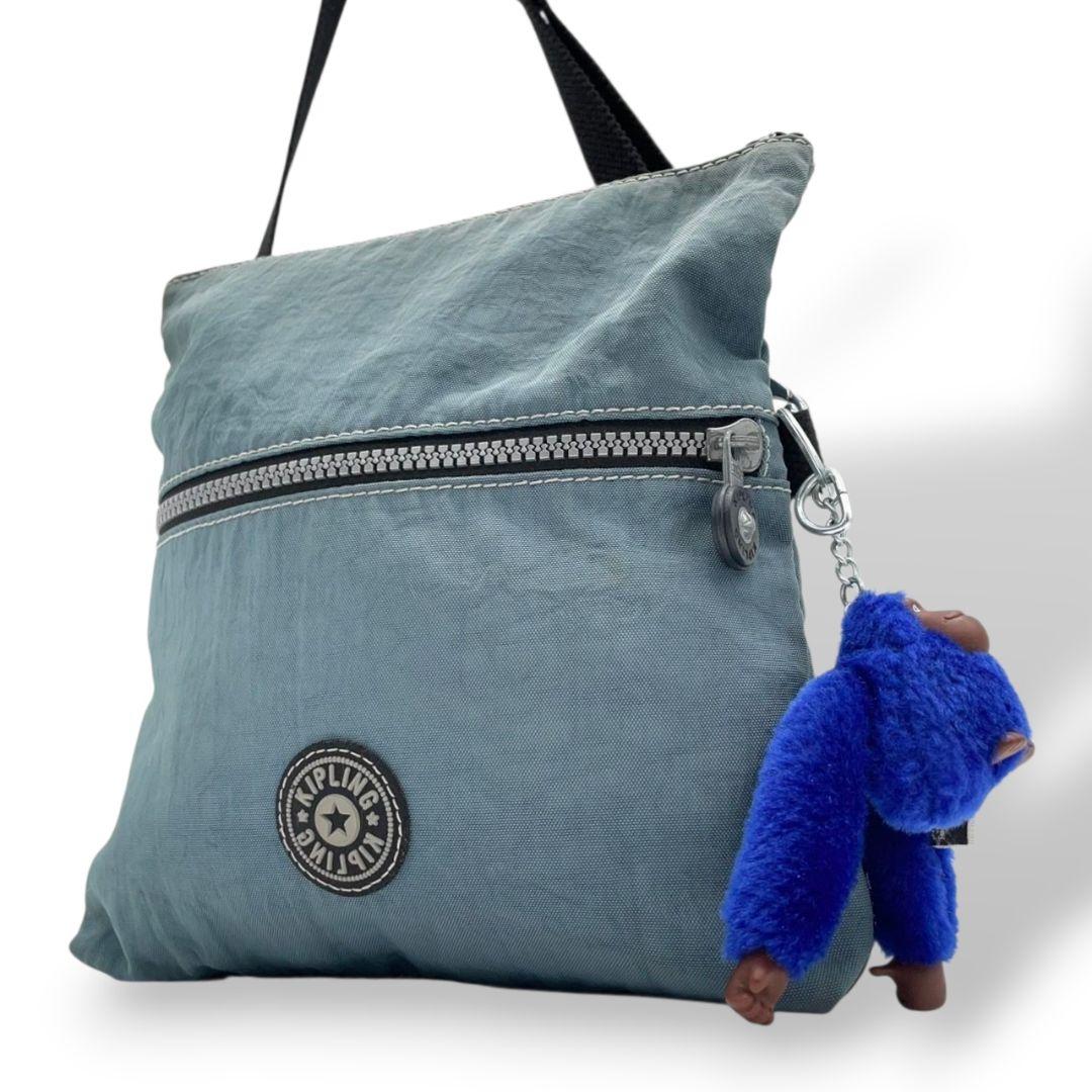 キプリング Kipling ショルダーバッグ 青 ブルー ナイロン ロゴ チャーム付き 斜め掛け可 s6 レディース