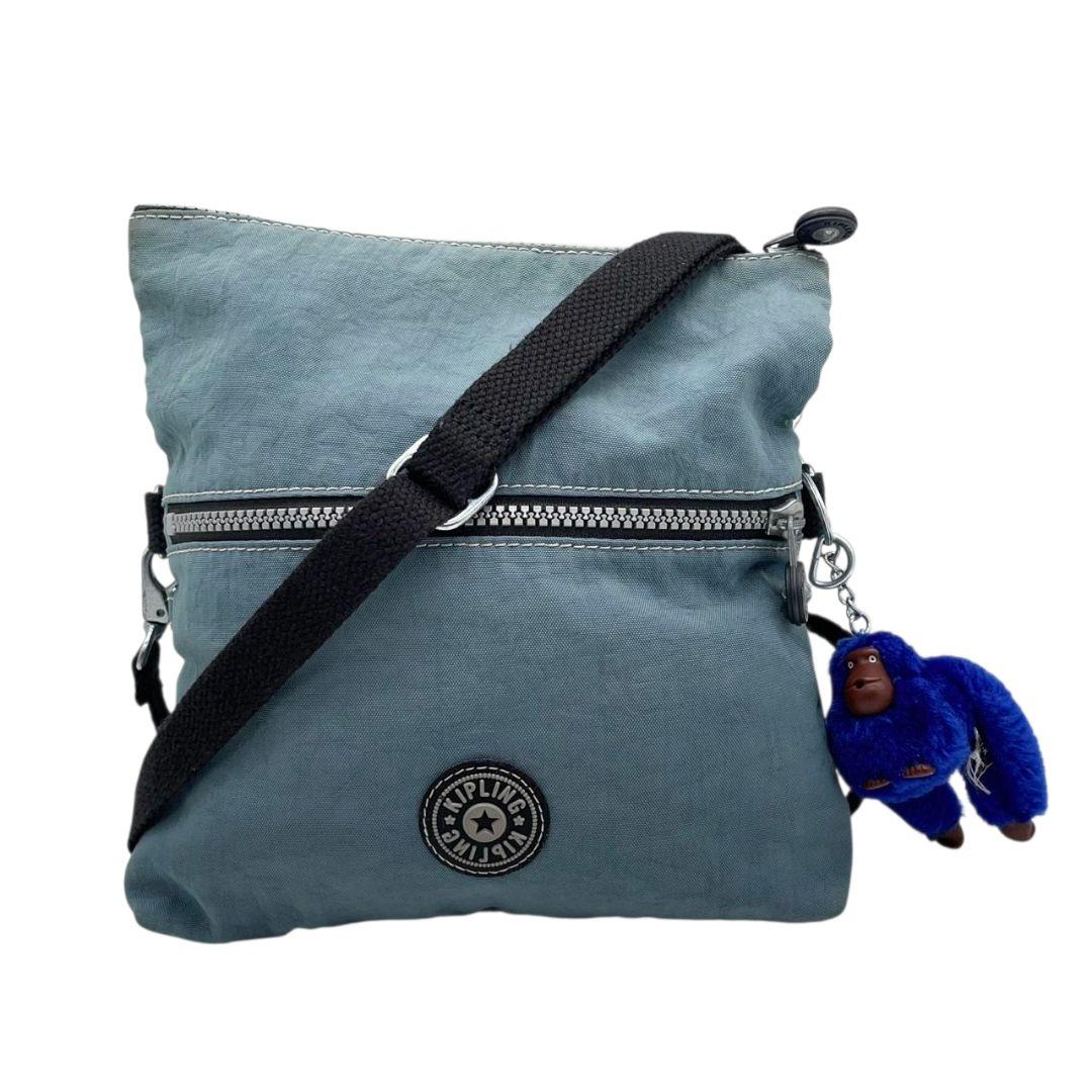 キプリング Kipling ショルダーバッグ 青 ブルー ナイロン ロゴ チャーム付き 斜め掛け可 s6 レディース