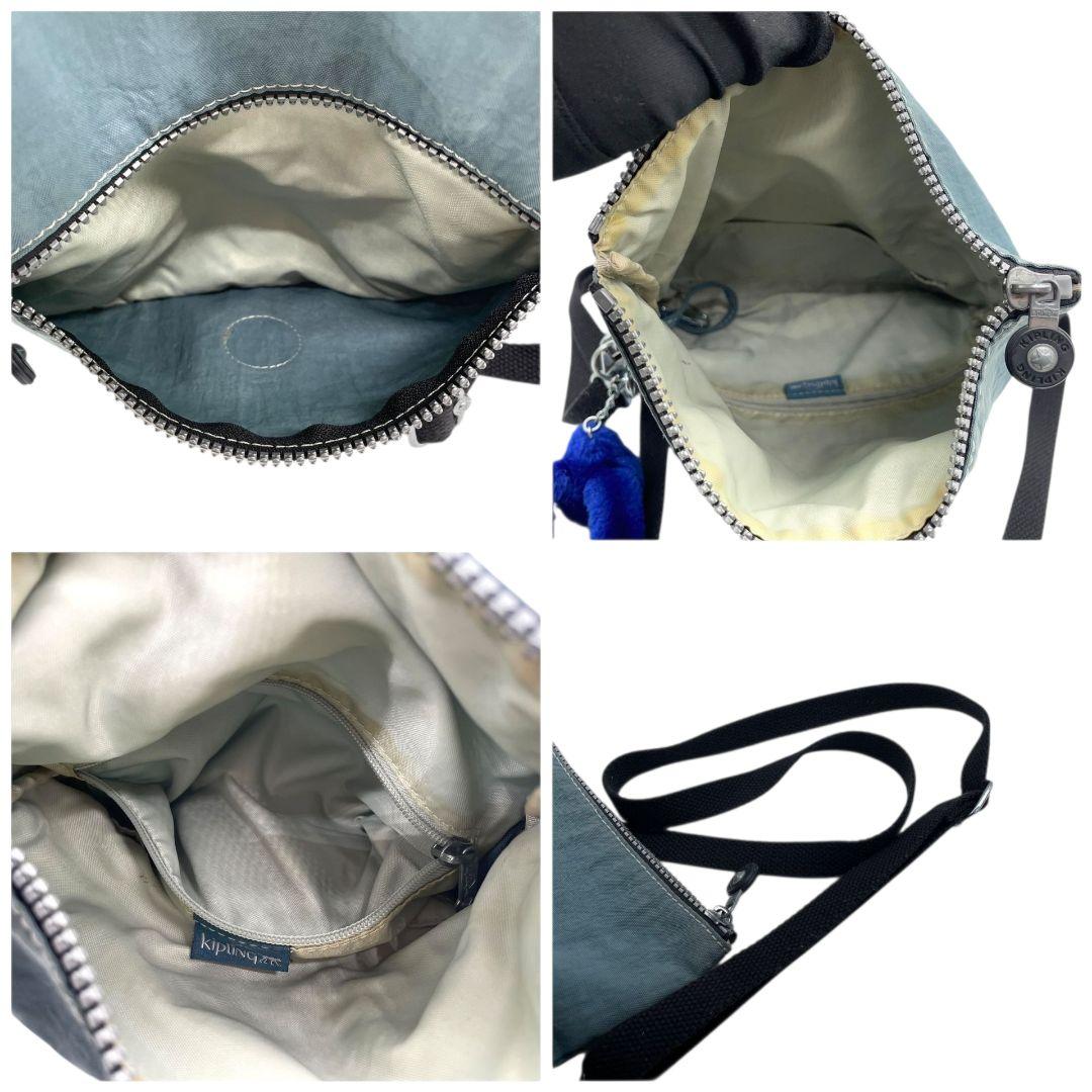 キプリング Kipling ショルダーバッグ 青 ブルー ナイロン ロゴ チャーム付き 斜め掛け可 s6 レディース