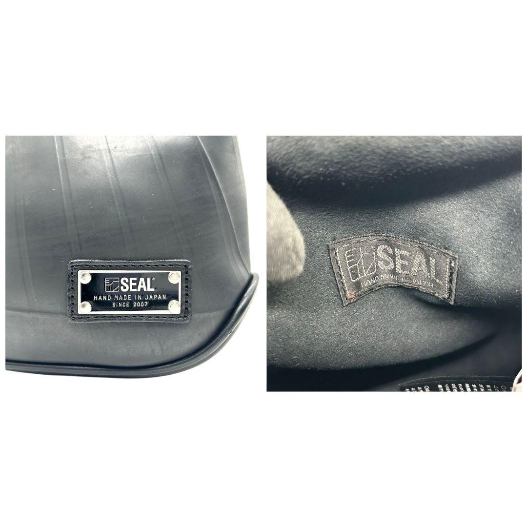 シール ショルダーバッグ 黒 ブラック がま口 レザー 本革 斜め掛け可 ロゴプレート シルバー金具 シンプル 高級感 SEAL s62