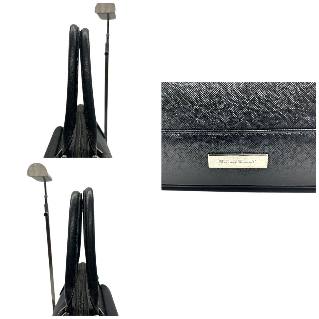 バーバリー　ハンドバッグ　黒　ロゴプレート　PVC　自立可　フラップ　C　トートバッグ　ブラック　シルバー金具　BURBERRY　上品　シンプル　高級感　本物保証　鑑定済　スピード発送