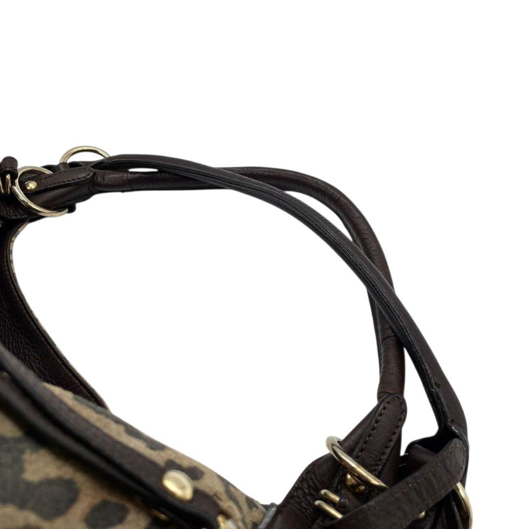 Kitamura キタムラ ハンドバッグ ブラウン 茶 ヒョウ柄 レオパード A4収納 トートバッグ ワンショル スエード レザー 本革 肩掛け可 ゴールド金具 ロゴ T7 上品 高級感