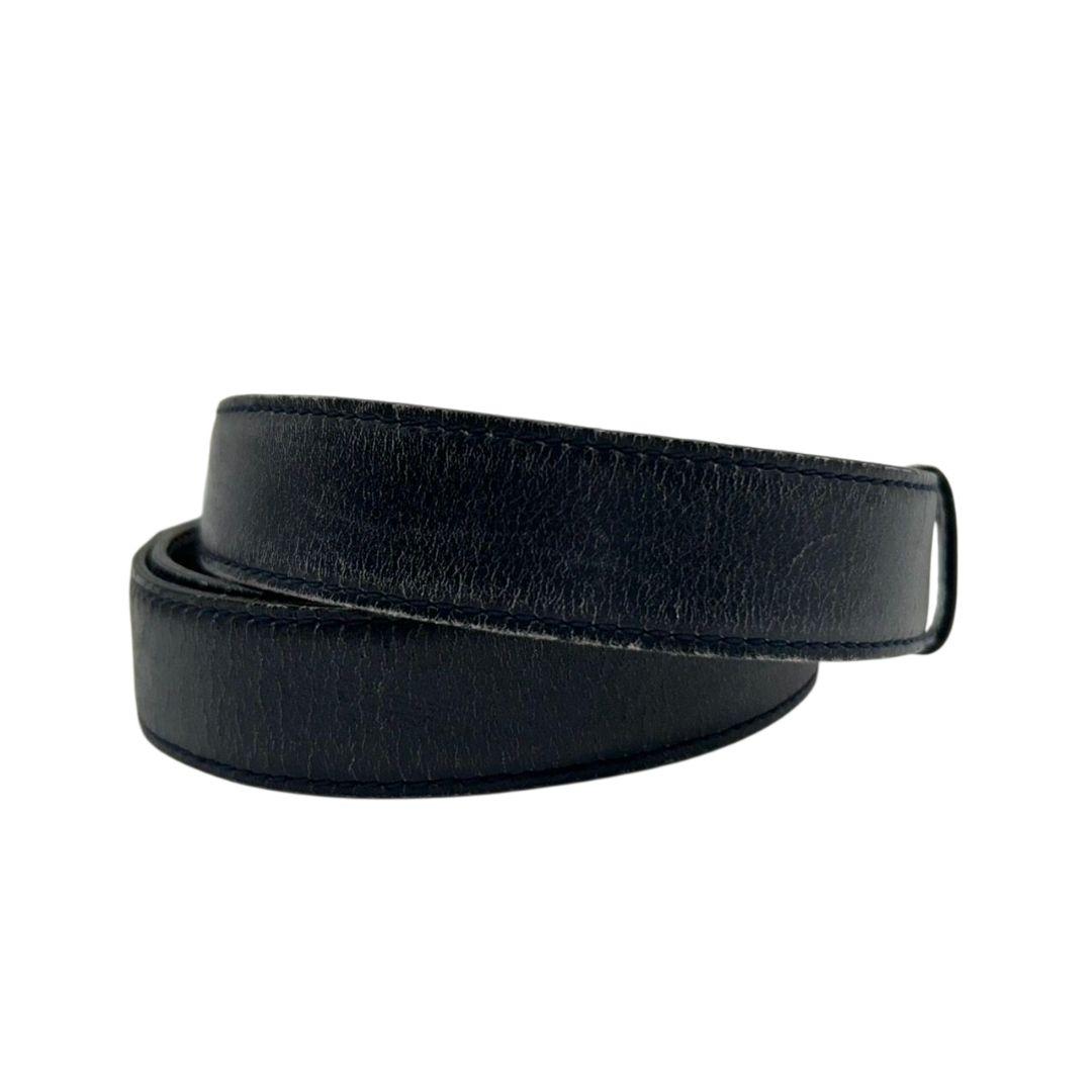 LOEWE ロエベ レザーベルト ネイビー アナグラムロゴ ゴールド金具 本革 px-3