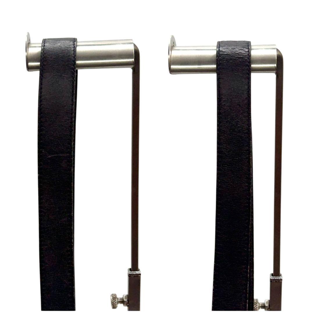 LOEWE ロエベ レザーベルト ネイビー アナグラムロゴ ゴールド金具 本革 px-3