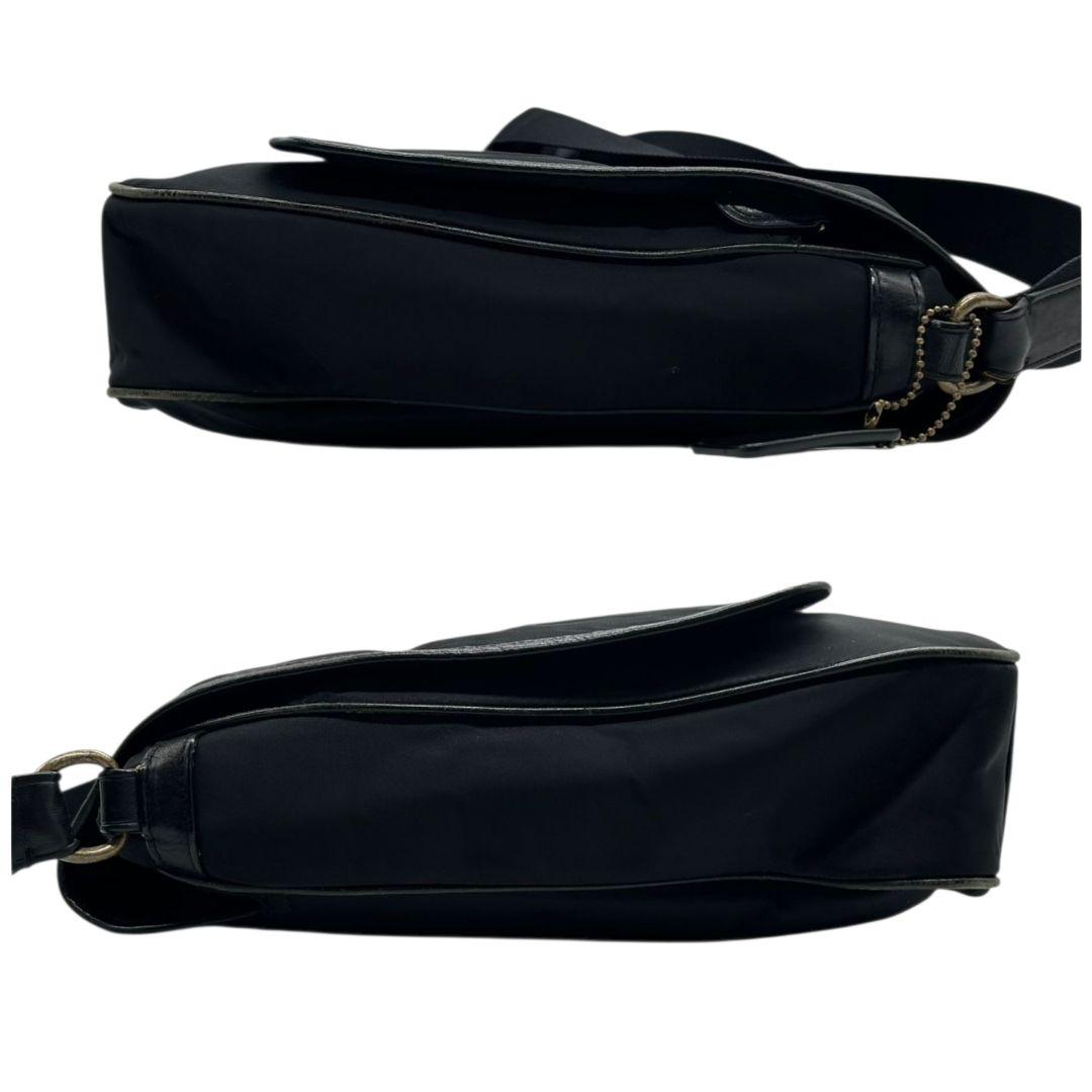 コーチ COACH ショルダーバッグ 黒 ブラック ヘリテージ フラップ メッセンジャー 斜め掛け可 ナイロン レザー 本革 ロゴタグ メンズ レディース ユニセックス