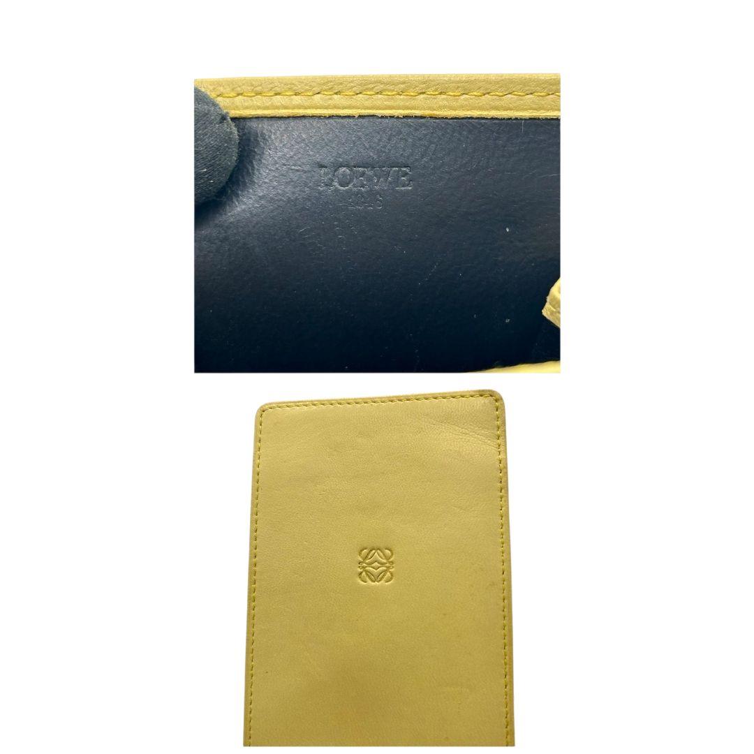 美品 ロエベ LOEWE 眼鏡ケース 黄 イエロー アナグラム レザー 本革 w3 小物入れ ポーチ 高級 ブランド レディース メンズ