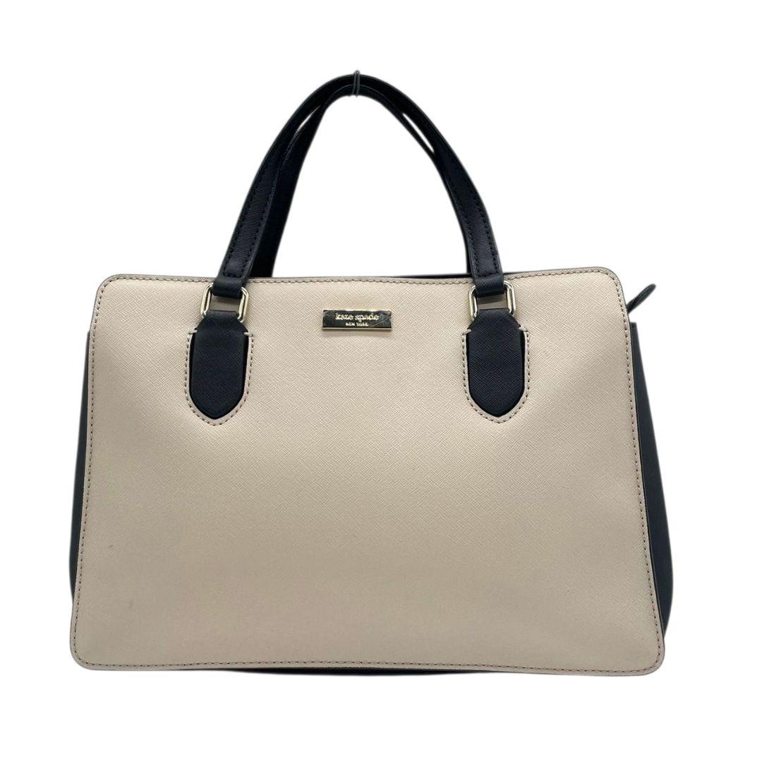 ケイトスペード　トートバッグ　グレー　バイカラー　2way　ハンドバッグ　レザー　u17　ショルダーバッグ　斜め掛け可　本革　グレージュ　ブラック　ゴールド金具　ロゴプレート　kate spade