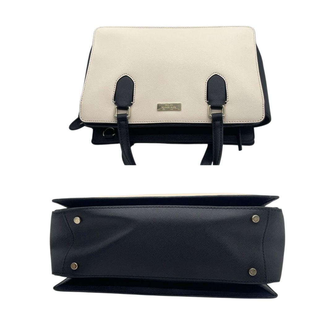 ケイトスペード　トートバッグ　グレー　バイカラー　2way　ハンドバッグ　レザー　u17　ショルダーバッグ　斜め掛け可　本革　グレージュ　ブラック　ゴールド金具　ロゴプレート　kate spade