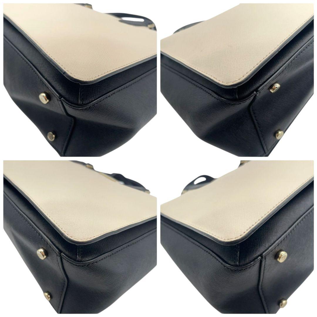 ケイトスペード　トートバッグ　グレー　バイカラー　2way　ハンドバッグ　レザー　u17　ショルダーバッグ　斜め掛け可　本革　グレージュ　ブラック　ゴールド金具　ロゴプレート　kate spade