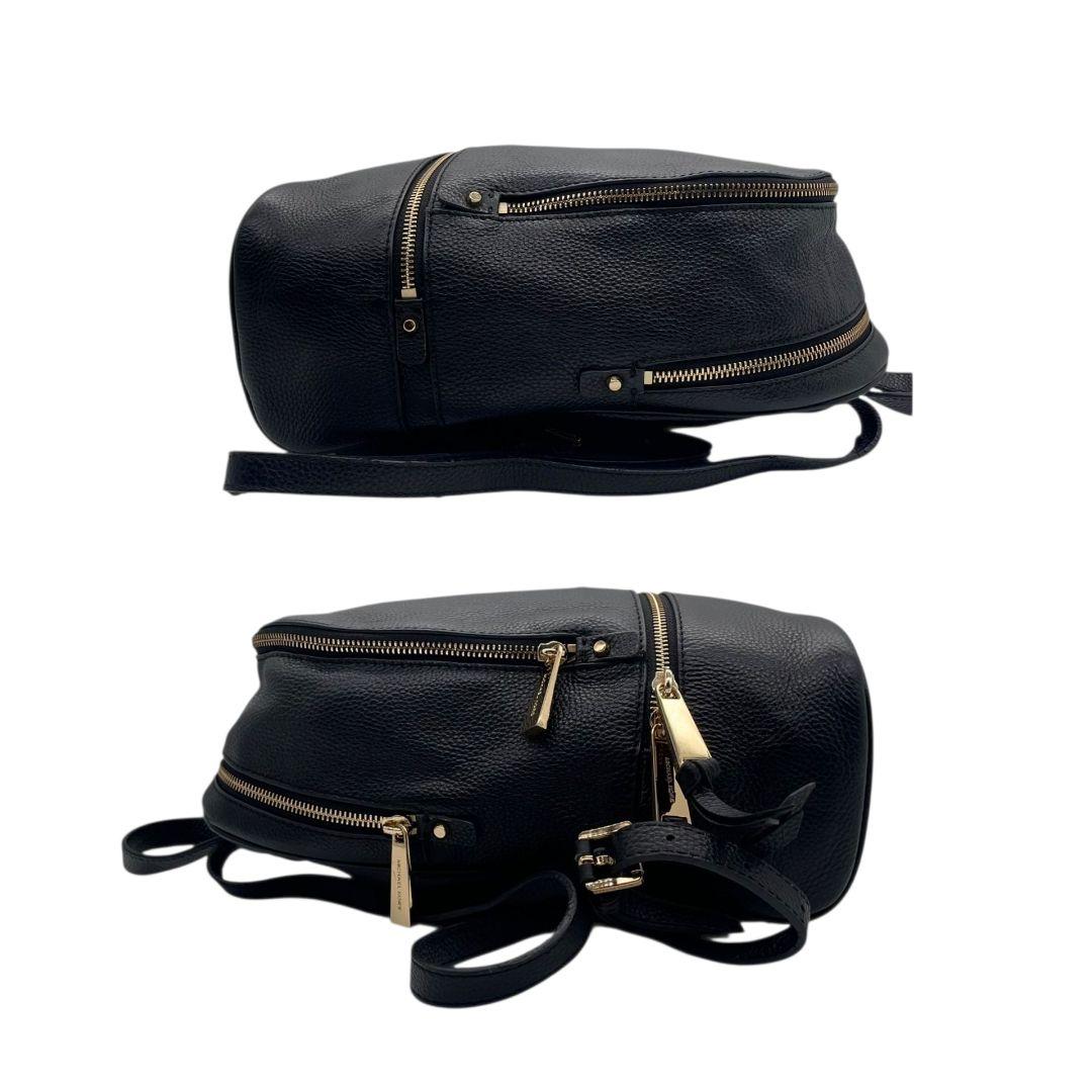 美品　マイケルコース　バックパック　黒　レザー　リアジップ　ロゴ　u10　本革　ゴールド金具　リュックサック　ブラック　MICHAEL KORS　オシャレ　本物保証　鑑定済