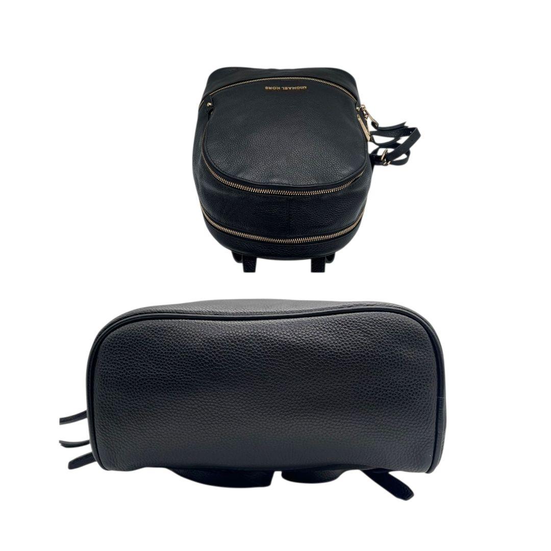 美品　マイケルコース　バックパック　黒　レザー　リアジップ　ロゴ　u10　本革　ゴールド金具　リュックサック　ブラック　MICHAEL KORS　オシャレ　本物保証　鑑定済