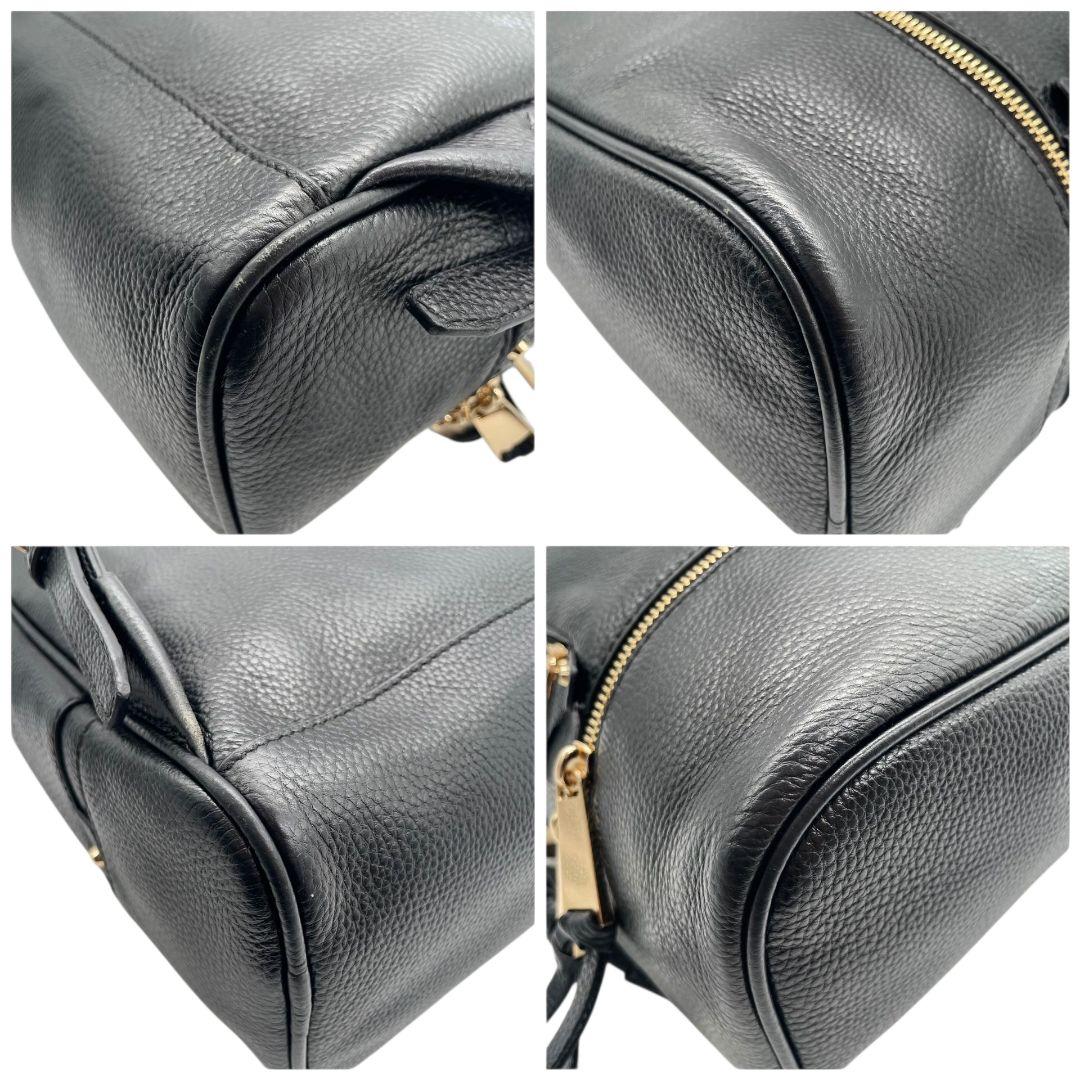 美品　マイケルコース　バックパック　黒　レザー　リアジップ　ロゴ　u10　本革　ゴールド金具　リュックサック　ブラック　MICHAEL KORS　オシャレ　本物保証　鑑定済