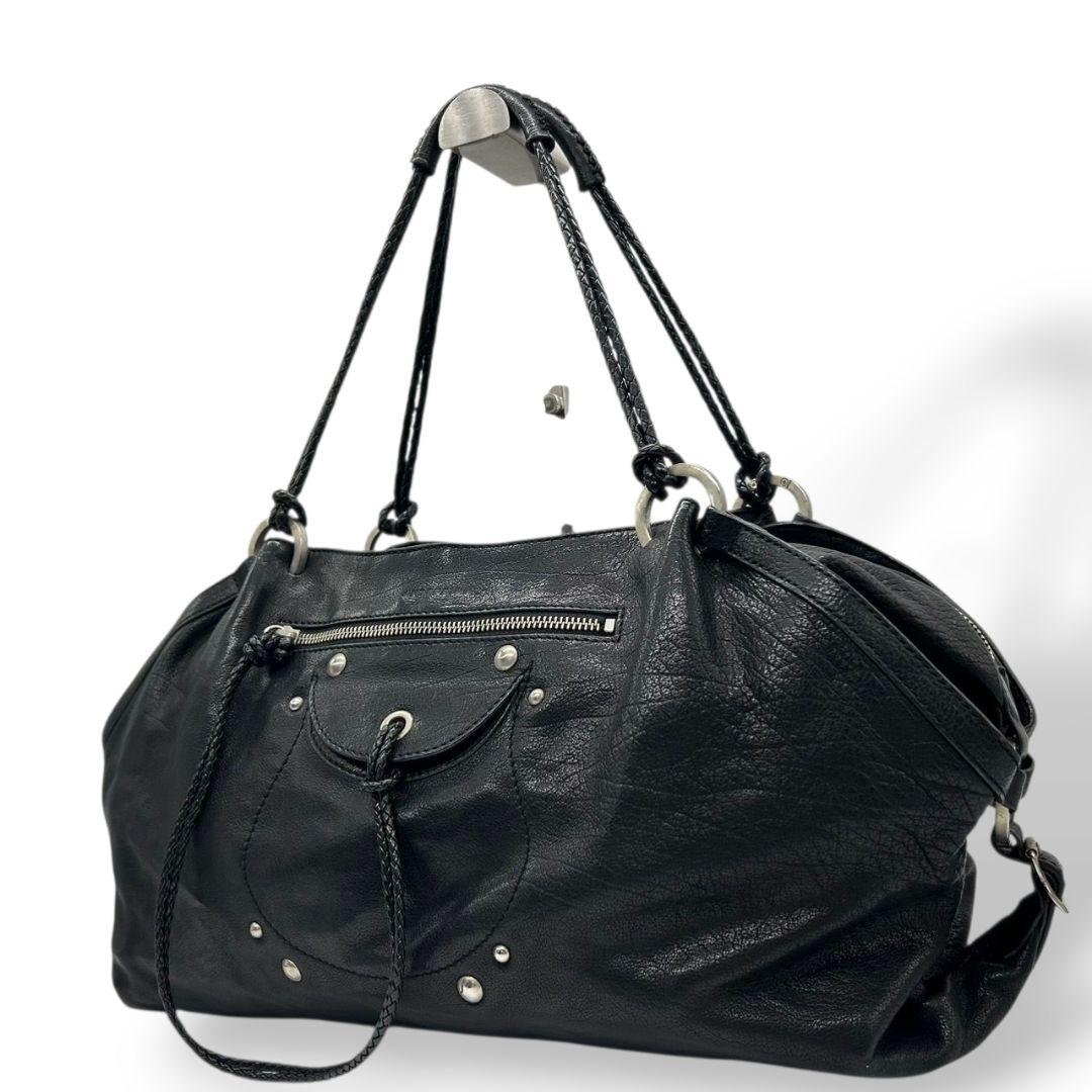 アンテプリマ　ハンドバッグ　黒　スタッズ　ワンショルダー　編み込み　本革　トートバッグ　レザー　A4収納　肩掛け可　肩かけ可　ブラック　シルバー金具　ANTEPRIMA　s39