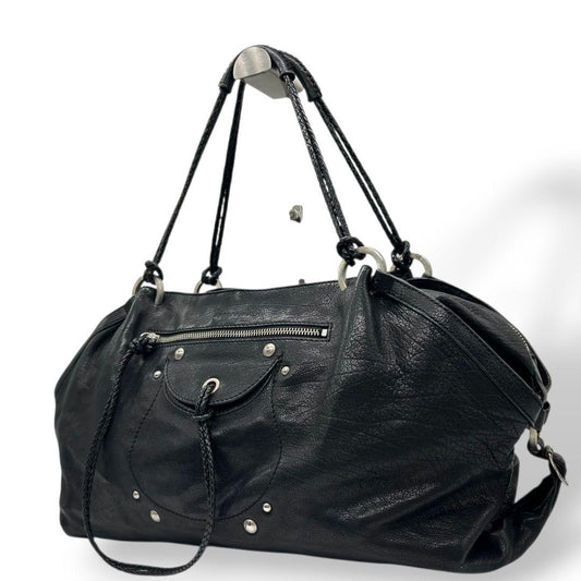 アンテプリマ　ハンドバッグ　黒　スタッズ　ワンショルダー　編み込み　本革　トートバッグ　レザー　A4収納　肩掛け可　肩かけ可　ブラック　シルバー金具　ANTEPRIMA　s39