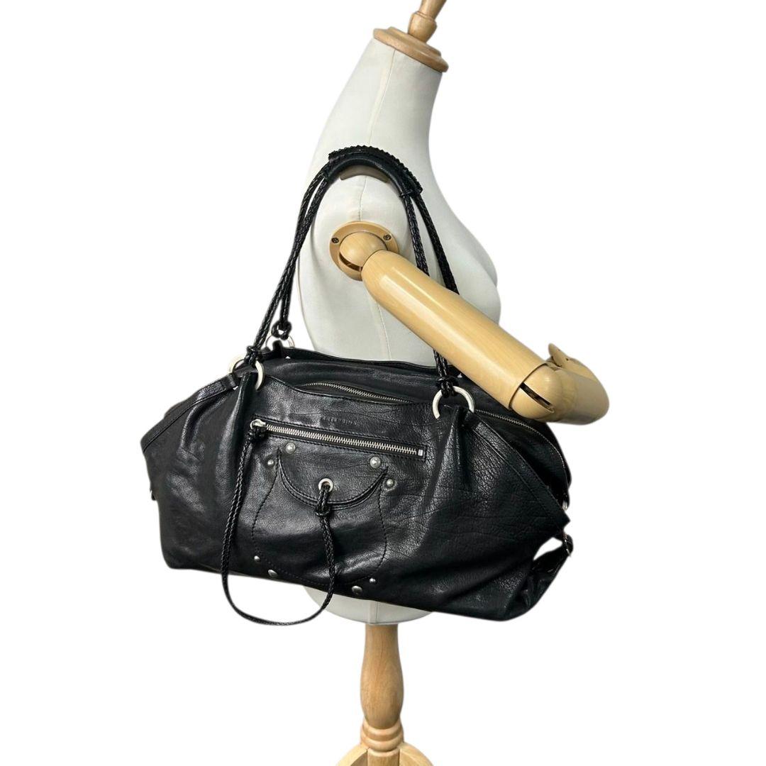 アンテプリマ　ハンドバッグ　黒　スタッズ　ワンショルダー　編み込み　本革　トートバッグ　レザー　A4収納　肩掛け可　肩かけ可　ブラック　シルバー金具　ANTEPRIMA　s39