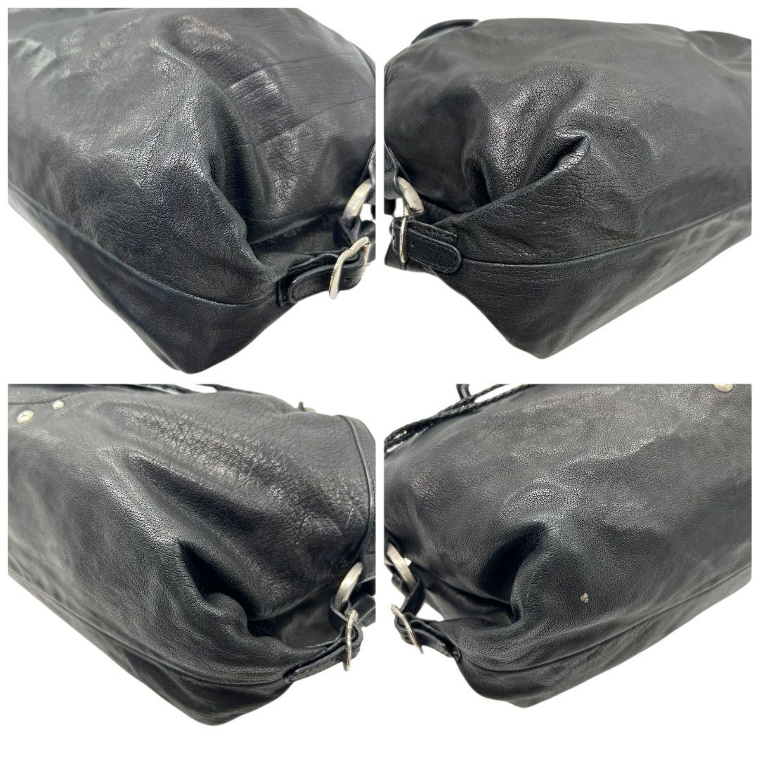 アンテプリマ　ハンドバッグ　黒　スタッズ　ワンショルダー　編み込み　本革　トートバッグ　レザー　A4収納　肩掛け可　肩かけ可　ブラック　シルバー金具　ANTEPRIMA　s39