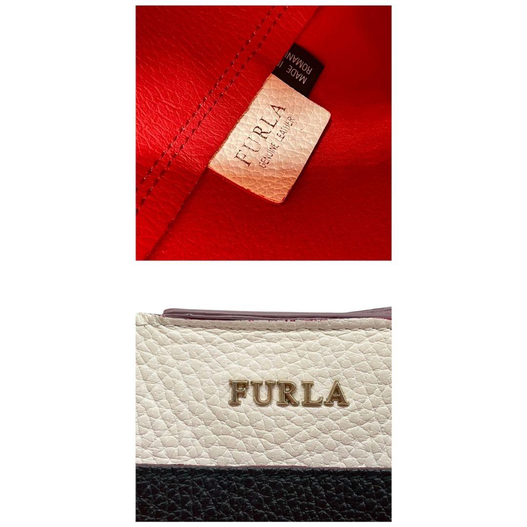 フルラ トートバッグ 黒 ロゴプレート A4収納 ワンショル レザー s80 ハンドバッグ 本革 肩掛け可 肩かけ可 ブラック ホワイト ゴールド金具 FURLA