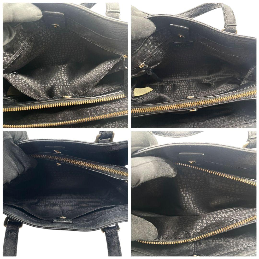 ケイトスペード ハンドバッグ ローレルウェイ エヴァンジェリー サッチェル 黒 レザー u10 トートバッグ ブラック ゴールド金具 本革 Kate spade