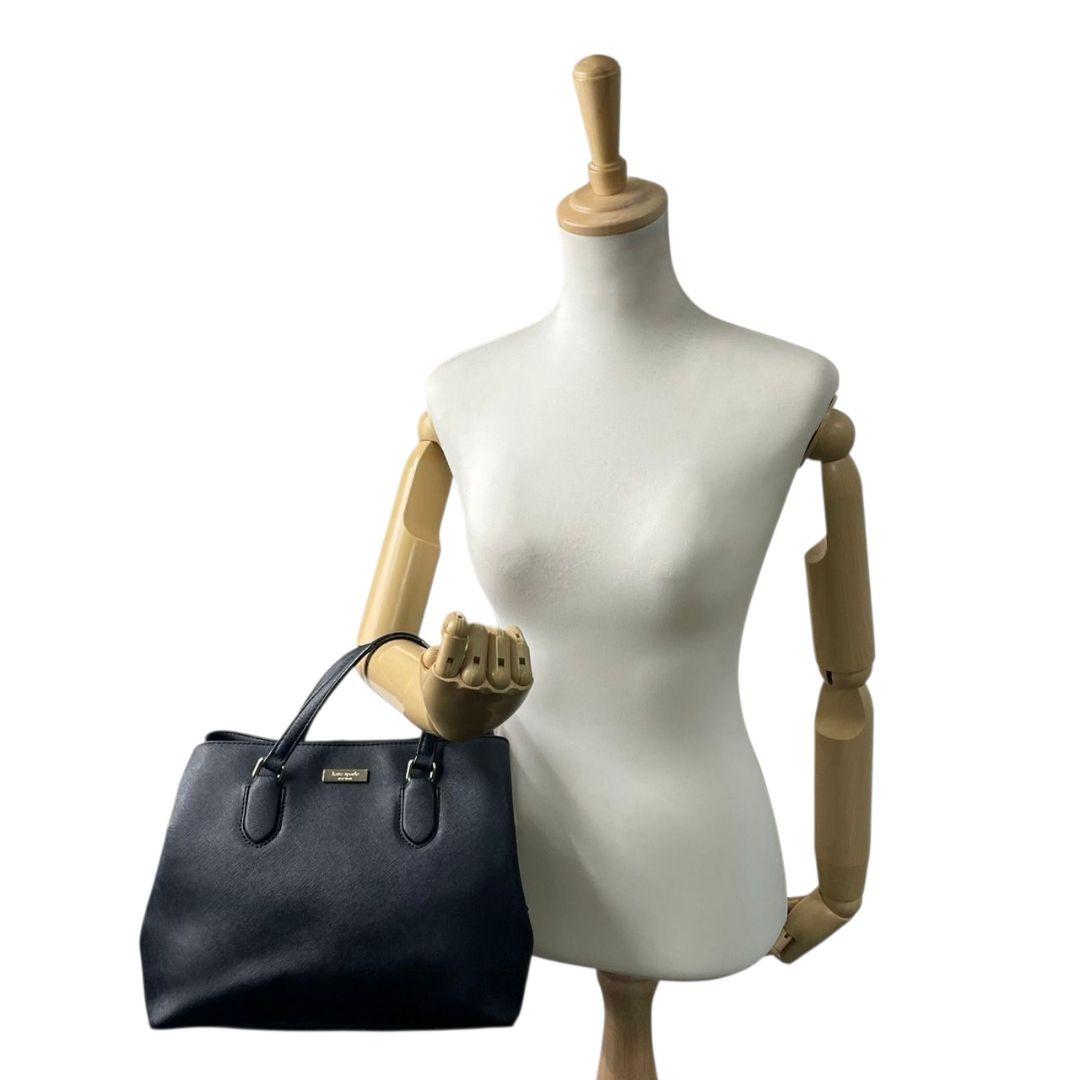 ケイトスペード ハンドバッグ ローレルウェイ エヴァンジェリー サッチェル 黒 レザー u10 トートバッグ ブラック ゴールド金具 本革 Kate spade