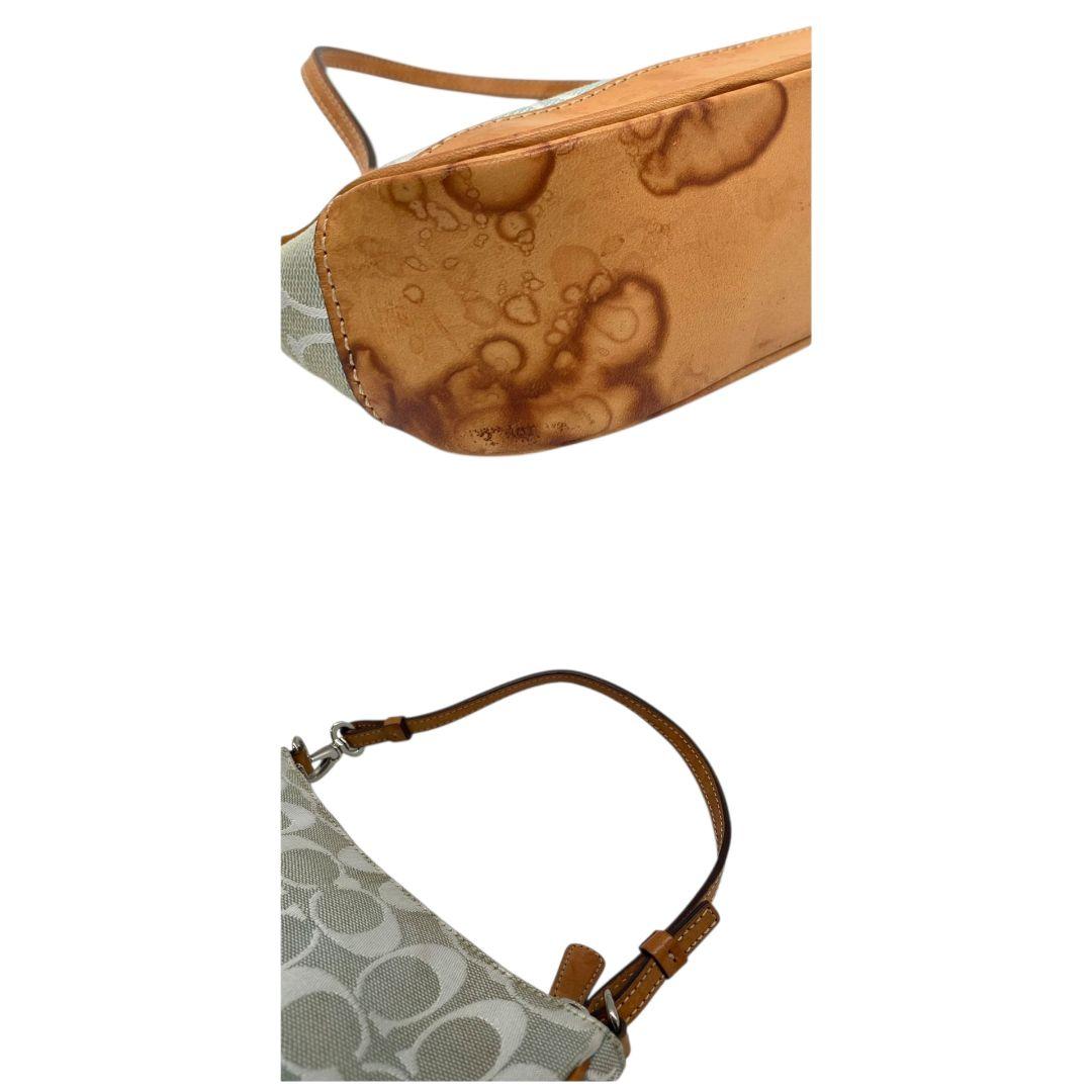 コーチ ハンドバッグ 緑 グリーン シグネチャー ワンショルダー トートバッグ キャンバス レザー 本革 ブラウン 茶色 シルバー金具 M1J-6094 肩掛け可 オシャレ 本物保証 鑑定済 スピード発送