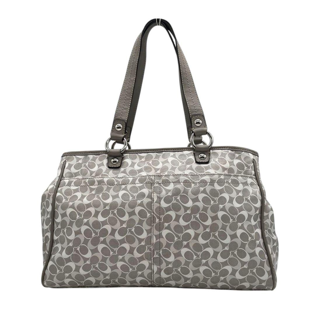 コーチ トートバッグ グレー シグネチャー ワンショルダー チャーム付き s15 ハンドバッグ 肩掛け可 肩かけ可 PVC 本革 ロゴプレート シルバー金具 F17179