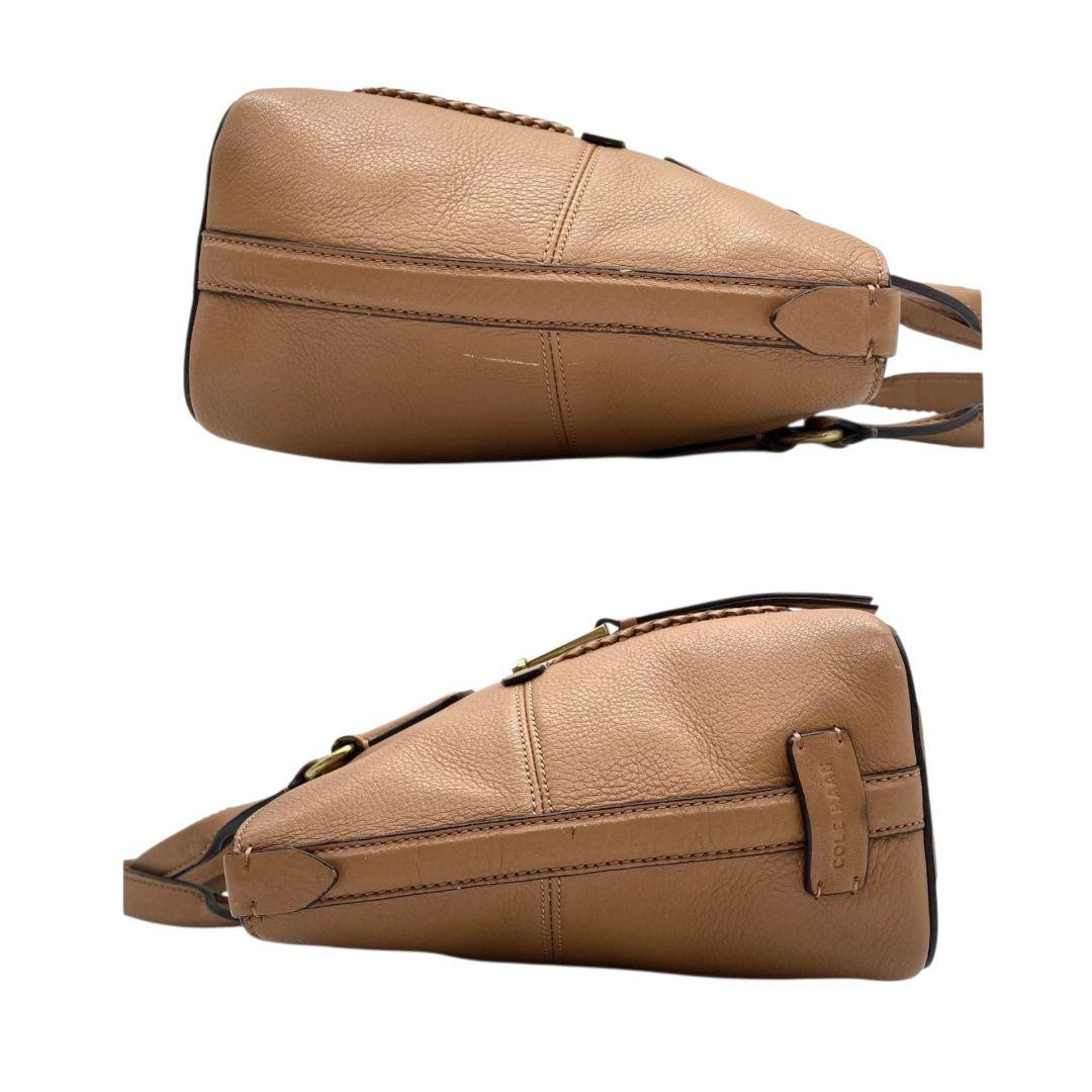 コールハーン ハンドバッグ 茶 ブラウン 編み込み 2way 斜め掛け可 ショルダーバッグ トートバッグ レザー 本革 ゴールド金具 s22 COLE HAAN 高級 おしゃれ