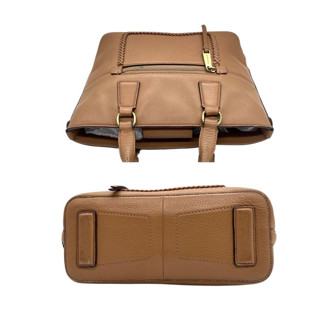 コールハーン ハンドバッグ 茶 ブラウン 編み込み 2way 斜め掛け可 ショルダーバッグ トートバッグ レザー 本革 ゴールド金具 s22 COLE HAAN 高級 おしゃれ