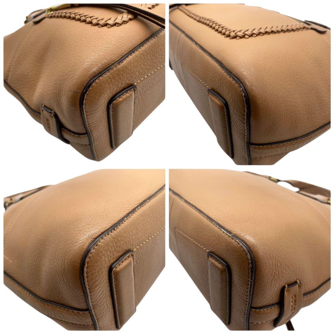 コールハーン ハンドバッグ 茶 ブラウン 編み込み 2way 斜め掛け可 ショルダーバッグ トートバッグ レザー 本革 ゴールド金具 s22 COLE HAAN 高級 おしゃれ