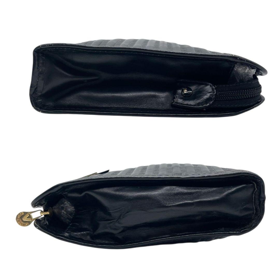 極美品 マリオヴァレンティノ セカンドバッグ 黒 総柄 ロゴ クラッチバッグ 本革 s94 レザー ブラック シルバー金具 ロゴプレート