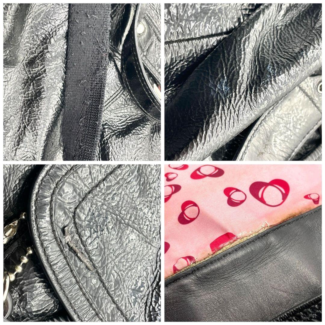 コーチ バックパック 黒 フラップ ターンロック パテントレザー s3 リュック A4収納 ブラック チャーム付き シルバー金具 エナメル 本革 COACH 17949