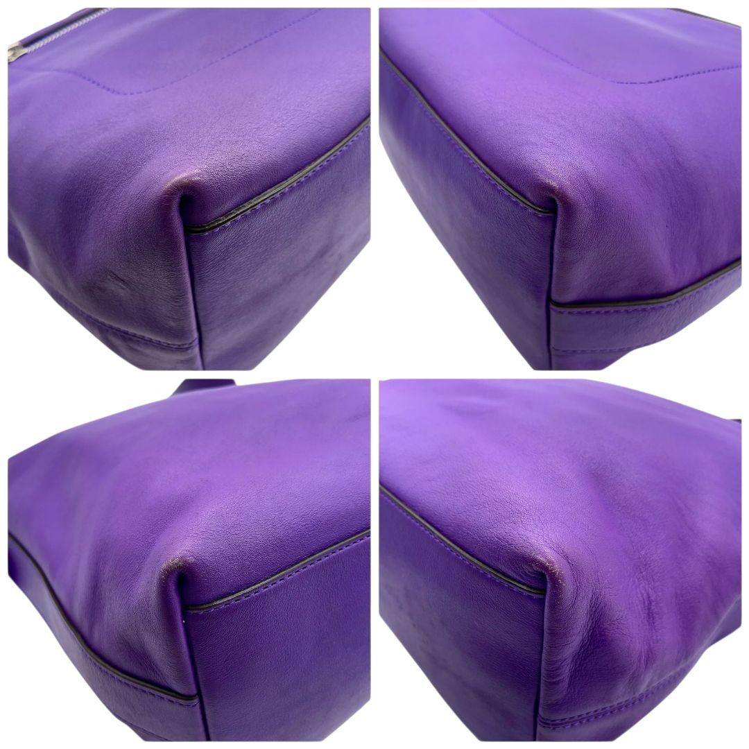 美品 コーチ ショルダーバッグ パープル レガシー ワンショル レザー u6 19889 A4収納 肩掛け可 肩かけ可 トートバッグ ハンドバッグ タッセル シルバー金具 本革 ロゴタグ COACH 上品 高級感