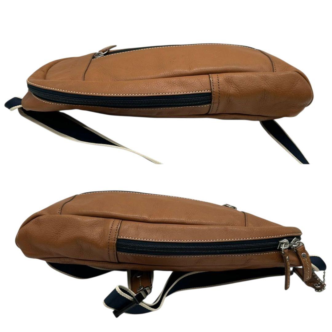 コーチ ボディバッグ 茶 ブラウン ショルダーバッグ 斜め掛け可 レザー 本革 ロゴ シルバー金具 COACH F70811 メンズ レディース オシャレ 本物保証 鑑定済 スピード発送