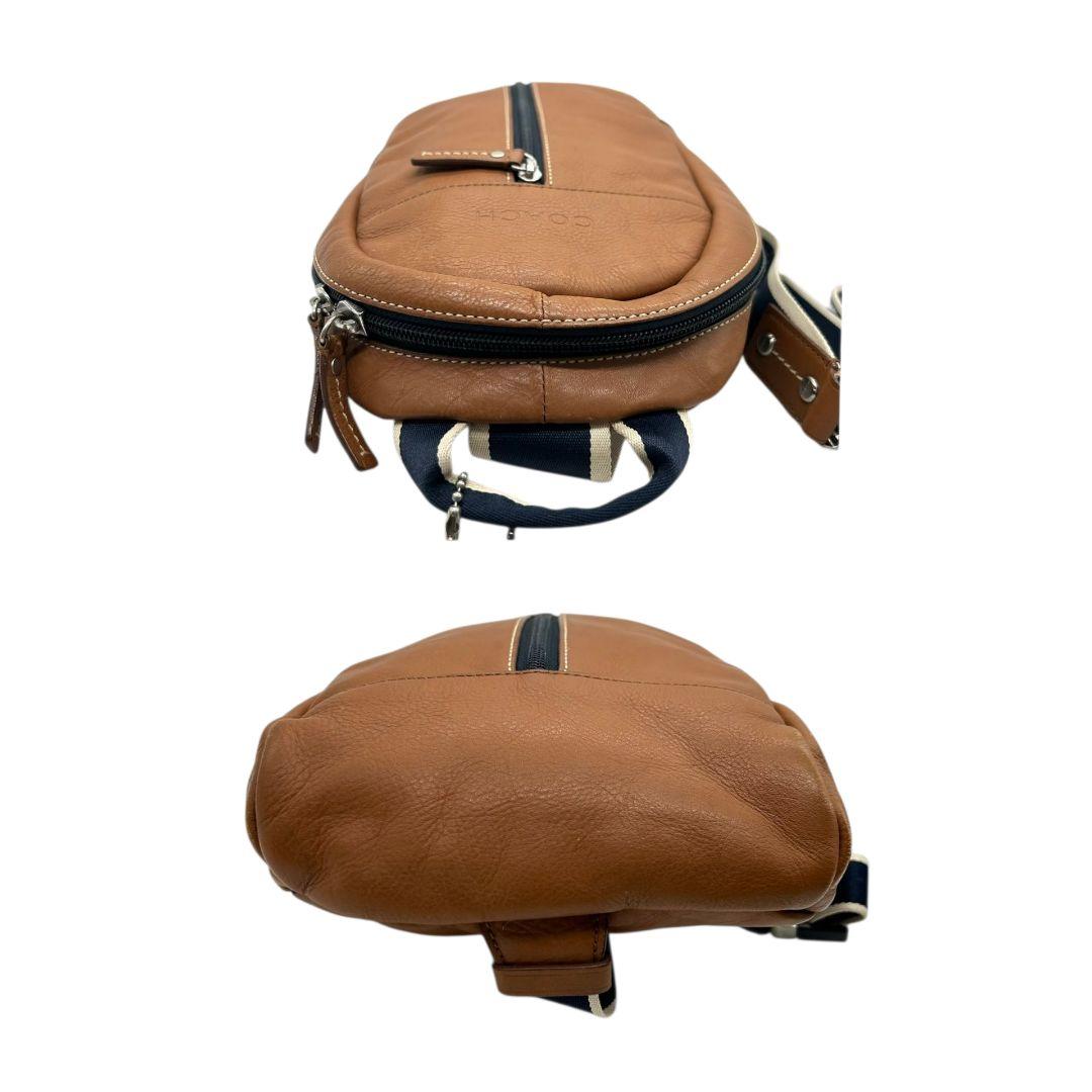 コーチ ボディバッグ 茶 ブラウン ショルダーバッグ 斜め掛け可 レザー 本革 ロゴ シルバー金具 COACH F70811 メンズ レディース オシャレ 本物保証 鑑定済 スピード発送