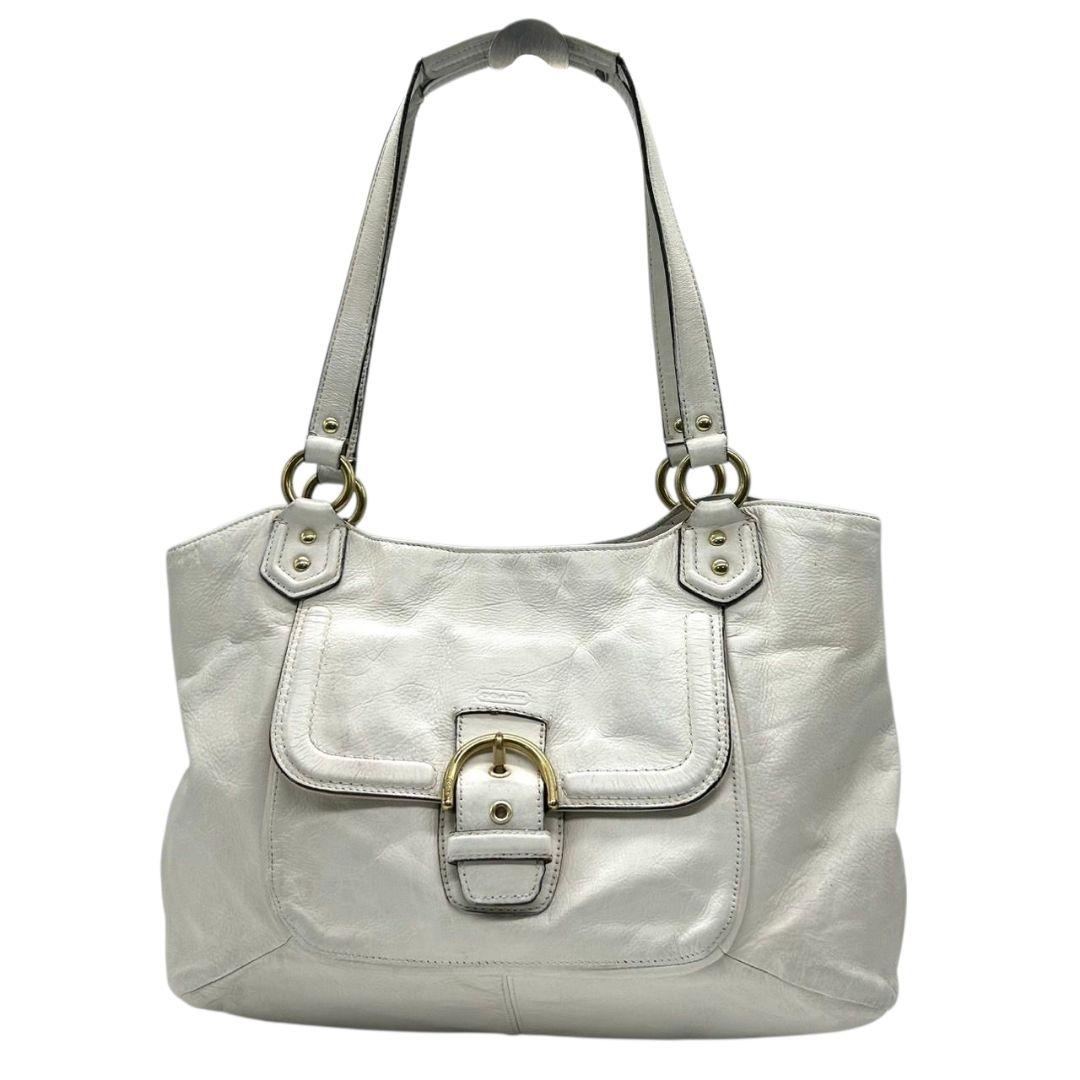 コーチ ハンドバッグ 白 ソーホー フラップ キャンベル キャリーオール U9 肩掛け可 A4収納 肩かけ可 トートバッグ ホワイト ゴールド金具 レザー 本革 24961 ベレ ワンショル COACH