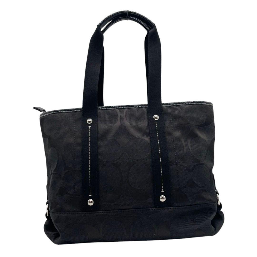 コーチ ハンドバッグ 2way 黒 シグネチャー キャンバス S20 ブラック トートバッグ ショルダーバッグ 斜め掛け可 ワンショルダー ロゴチャーム A4収納 シルバー金具 COACH オシャレ