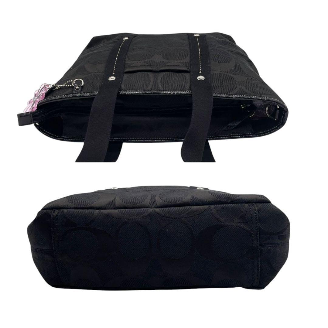 コーチ ハンドバッグ 2way 黒 シグネチャー キャンバス S20 ブラック トートバッグ ショルダーバッグ 斜め掛け可 ワンショルダー ロゴチャーム A4収納 シルバー金具 COACH オシャレ