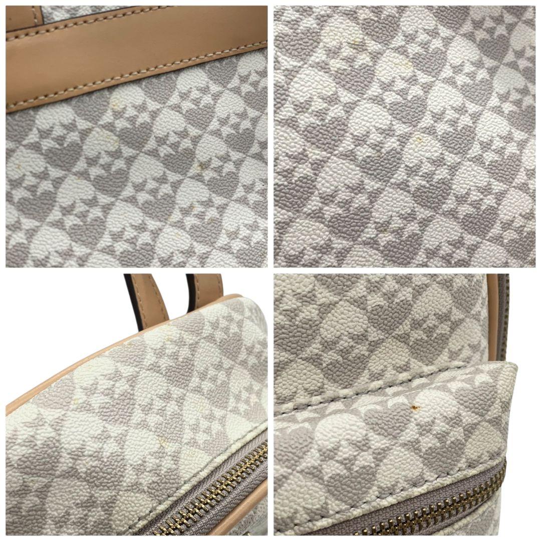 ケイトスペード バックパック 白 ホワイト モノグラム 総柄 リュック レザー 本革 PVC ゴールド金具 ロゴプレート kate spade おしゃれ 通勤 通学 大容量 軽量 人気