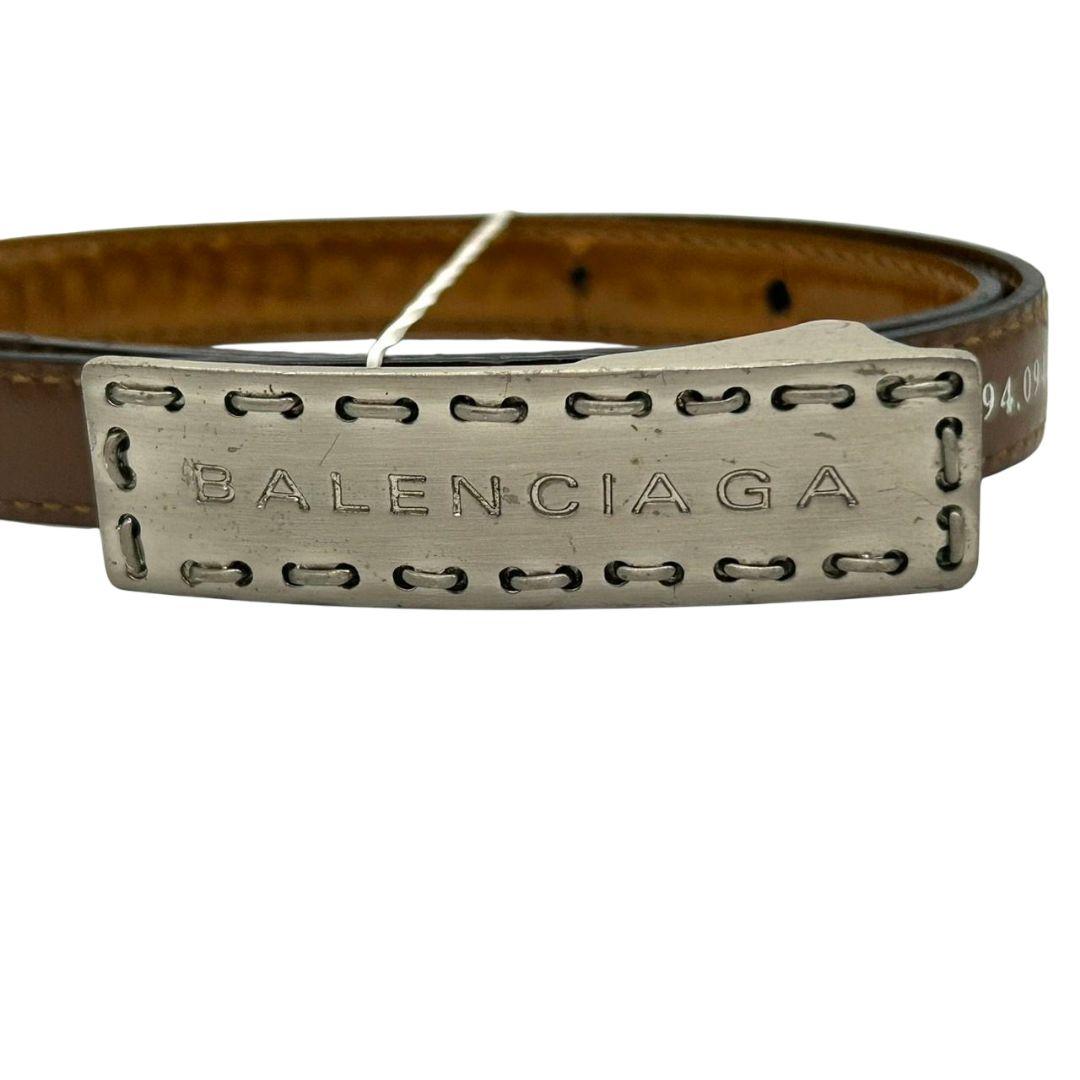 バレンシアガ ベルト 茶 ブラウン プレートバックル ロゴ PX-3 レザー 本革 高級 ブランド メンズ GUCCI風 デザイン BALENCIAGA